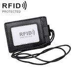KB153 방자성 RFID 가죽 카드 홀더 신분증 배지 목걸이 포함