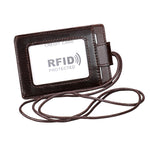 KB153 방자성 RFID 가죽 카드 홀더 신분증 배지 목걸이 포함