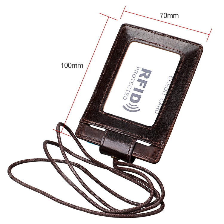 KB153 방자성 RFID 가죽 카드 홀더 신분증 배지 목걸이 포함