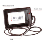 KB153 방자성 RFID 가죽 카드 홀더 신분증 배지 목걸이 포함