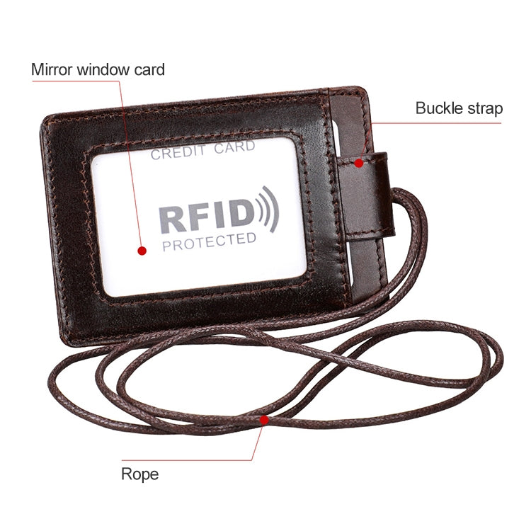 KB153 방자성 RFID 가죽 카드 홀더 신분증 배지 목걸이 포함