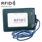 KB153 방자성 RFID 가죽 카드 홀더 신분증 배지 목걸이 포함