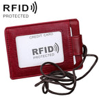 KB153 방자성 RFID 가죽 카드 홀더 신분증 배지 목걸이 포함