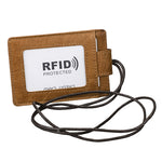 KB153 방자성 RFID 가죽 카드 홀더 신분증 배지 목걸이 포함