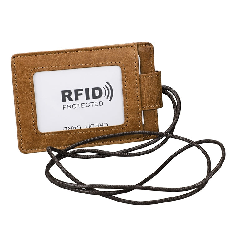 KB153 방자성 RFID 가죽 카드 홀더 신분증 배지 목걸이 포함