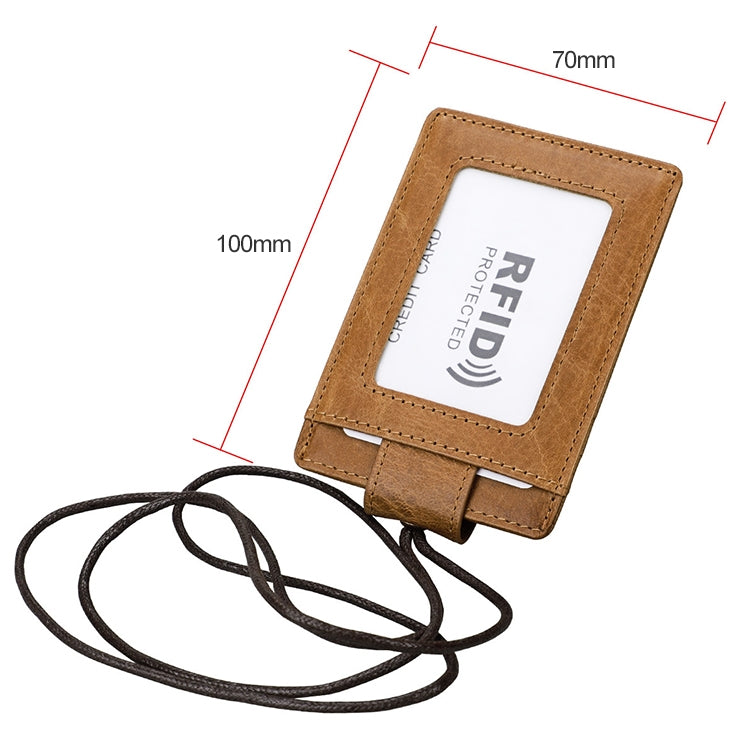 KB153 방자성 RFID 가죽 카드 홀더 신분증 배지 목걸이 포함