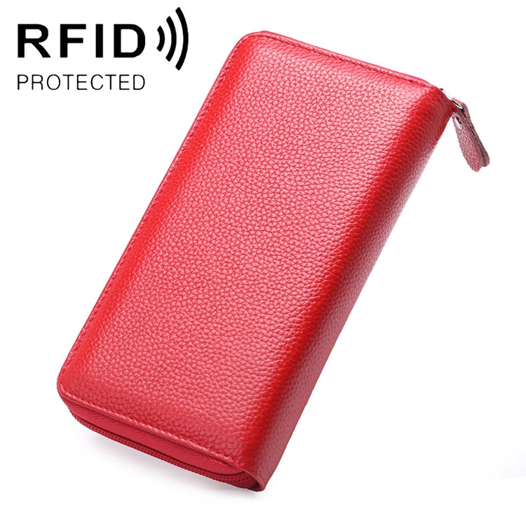 902 안티마그네틱 RFID 리치 텍스처 여성 대용량 핸드 지갑 카드 슬롯 포함 휴대폰 가방
