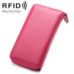 902 안티마그네틱 RFID 리치 텍스처 여성 대용량 핸드 지갑 카드 슬롯 포함 휴대폰 가방