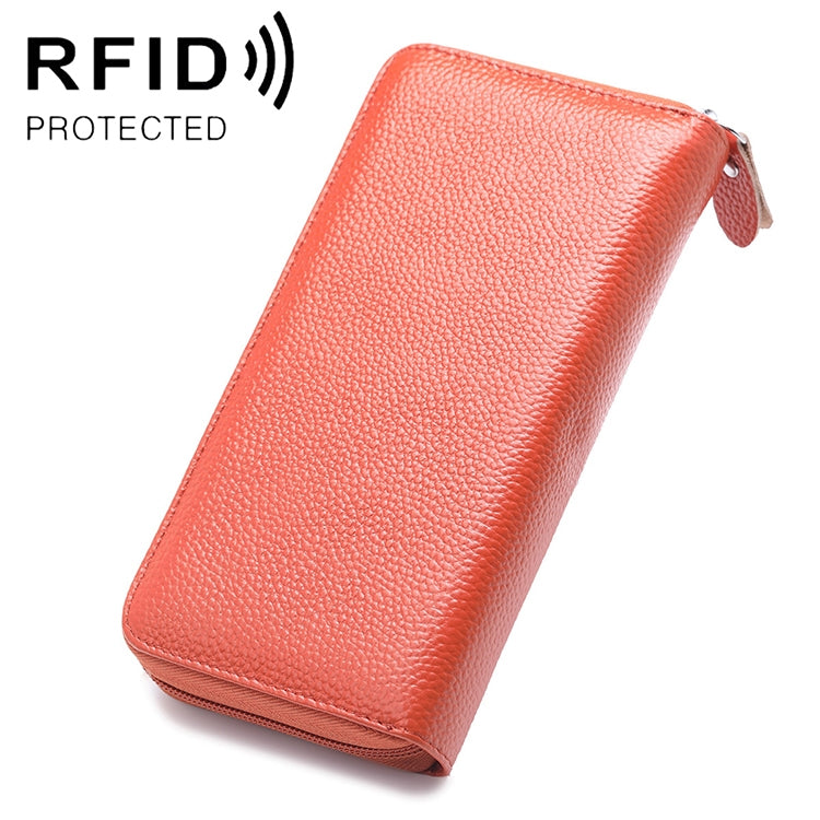 902 안티마그네틱 RFID 리치 텍스처 여성 대용량 핸드 지갑 카드 슬롯 포함 휴대폰 가방