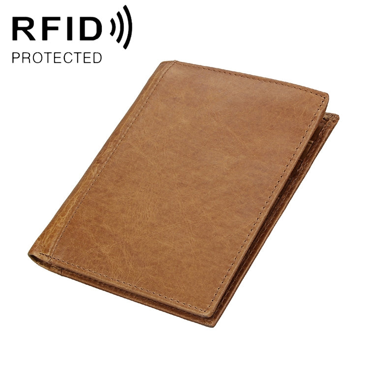 8235 방자성 RFID 다기능 크레이지 호스 텍스처 가죽 지갑 여권 가방