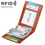 9602 안티마그네틱 RFID 미니 크레이지 호스 텍스처 가죽 지갑 빌폴드, 9602