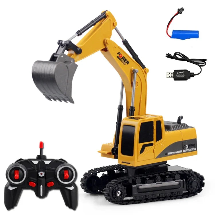 258-1 6채널 2.4G 1/24 RC 원격 제어 공학용 금속 굴착기 충전 RC 카, 금속