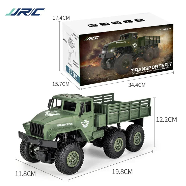 JJR/C 1:18 2.4GHz 4채널 원격 조종 동펑 7 6륜 장갑 트럭 차량 장난감, 동펑 7 (녹색), 동펑 7 (노랑)