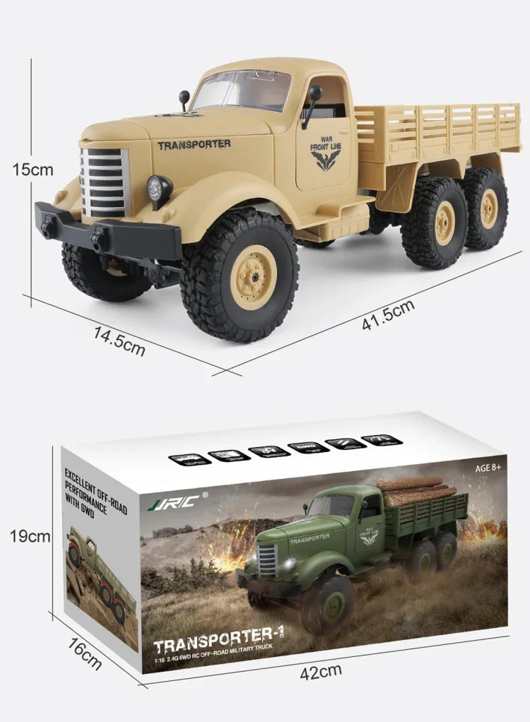 JJR/C Q60 Transporter-1 전신 1:16 미니 2.4GHz RC 6WD 트랙 오프로드 군용 트럭 장난감, Q60