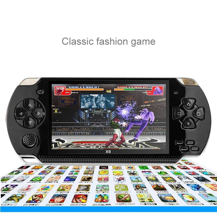 X6 4.3인치 스크린 복고풍 휴대용 게임 콘솔 3MP 카메라 내장, 10000개 게임 내장, 전자책 / 녹음 / 음악 재생 / 비디오 재생 지원, X6