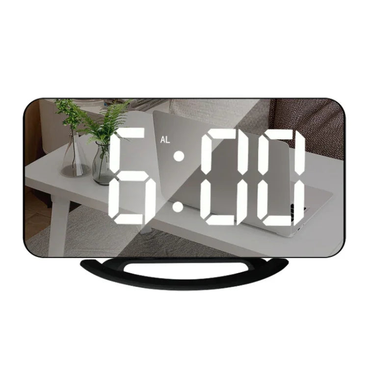 TS-8201-W 다기능 LED 메이크업 거울 탁상 시계 자동 광센서 전자 알람