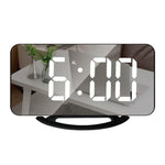 TS-8201-W 다기능 LED 메이크업 거울 탁상 시계 자동 광센서 전자 알람