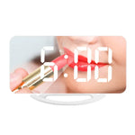 TS-8201-W 다기능 LED 메이크업 거울 탁상 시계 자동 광센서 전자 알람