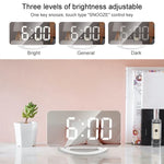 TS-8201-W 다기능 LED 메이크업 거울 탁상 시계 자동 광센서 전자 알람