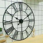 60cm 복고풍 거실 철제 원형 로마 숫자 무음 장식 벽시계 (화이트), 50cm
