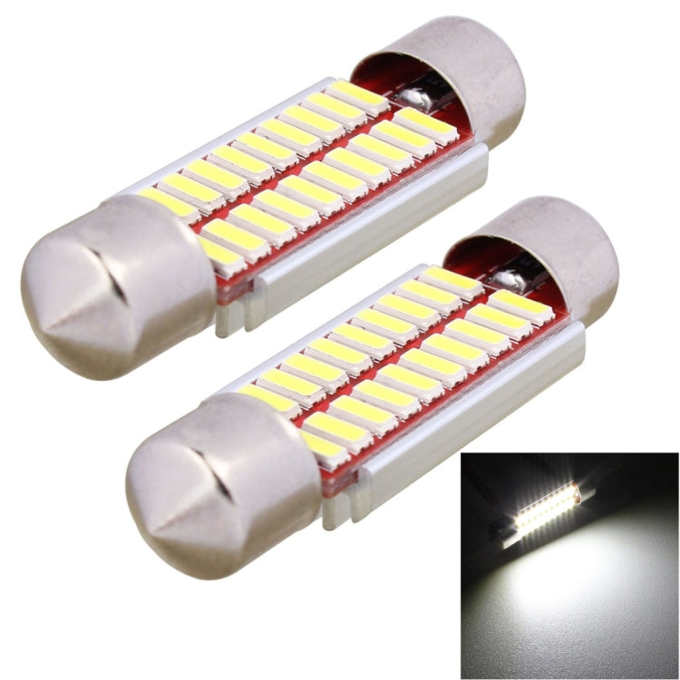2 PCS Festoon 39mm 2W 200LM White Light 20 LED SMD 4014 Error Free License Plate Lights Car Light Bulb, 39mm