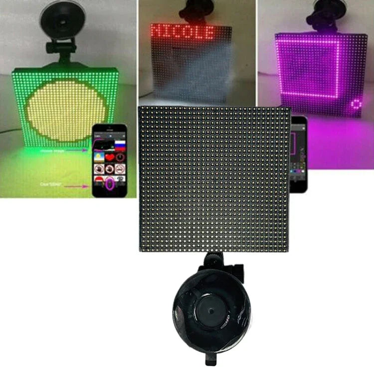 32x32 픽셀 풀 컬러 무선 블루투스 앱 제어 이모티콘 스마일 얼굴 LED 차량 표지 LED 디스플레이 조명판, 32x32 픽셀 차량 충전