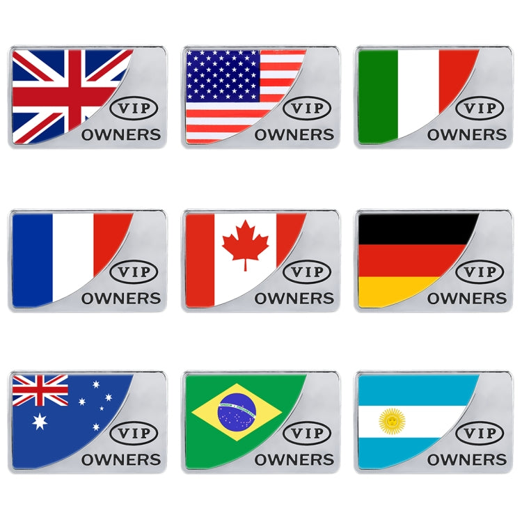 Universal Car Italy Flag Rectangle Shape VIP Metal Decorative Sticker, Italy Flag (Gold), Italy Flag (Silver)