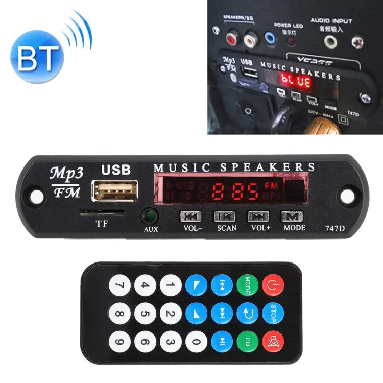 자동차 12V 오디오 블루투스 MP3 플레이어 디코더 보드 FM 라디오 TF USB 3.5 mm AUX, 녹음 기능 없음, 녹음 기능 없음