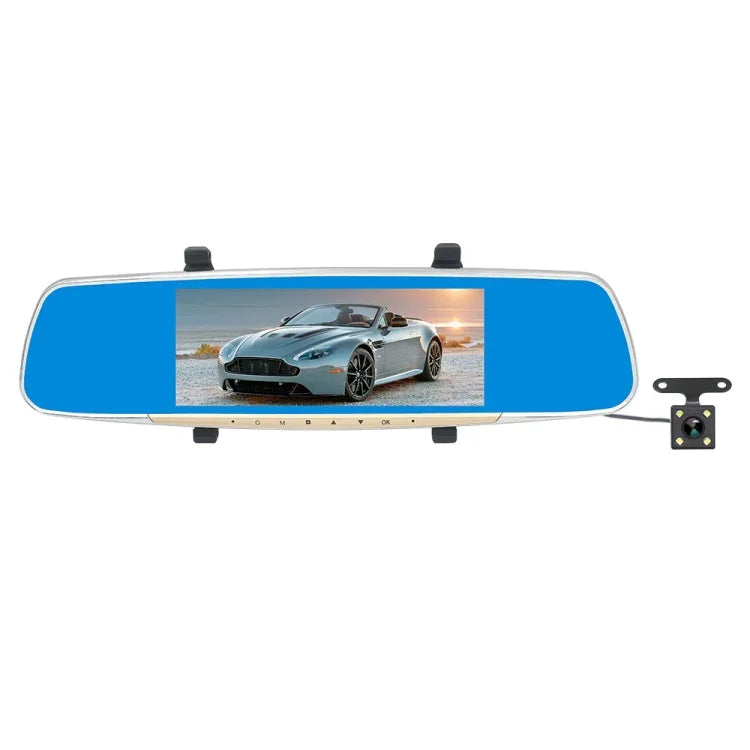 V100 7인치 LCD 터치 스크린 후방 거울 차량 녹화기 분리형 카메라 포함, 170도 광각 시야, 야간 투시 / 루프 비디오 / 모션 감지 / G-센서 / TF 카드 지원, 7인치