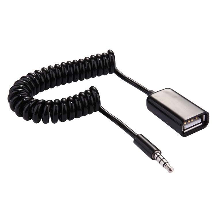 3.5mm Male to USB 2.0 Female Audio Converter Retractable Coiled Cable for Car MP3 Speaker U Disk, Length: 1m, 1pcs