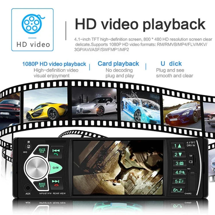 SWM-4022D HD 4.1인치 12V 범용 차량 라디오 수신기 MP5 플레이어, FM 및 블루투스 및 TF 카드 지원 리모컨 포함, SWM-4022D