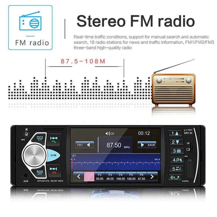 SWM-4022D HD 4.1인치 12V 범용 차량 라디오 수신기 MP5 플레이어, FM 및 블루투스 및 TF 카드 지원 리모컨 포함, SWM-4022D