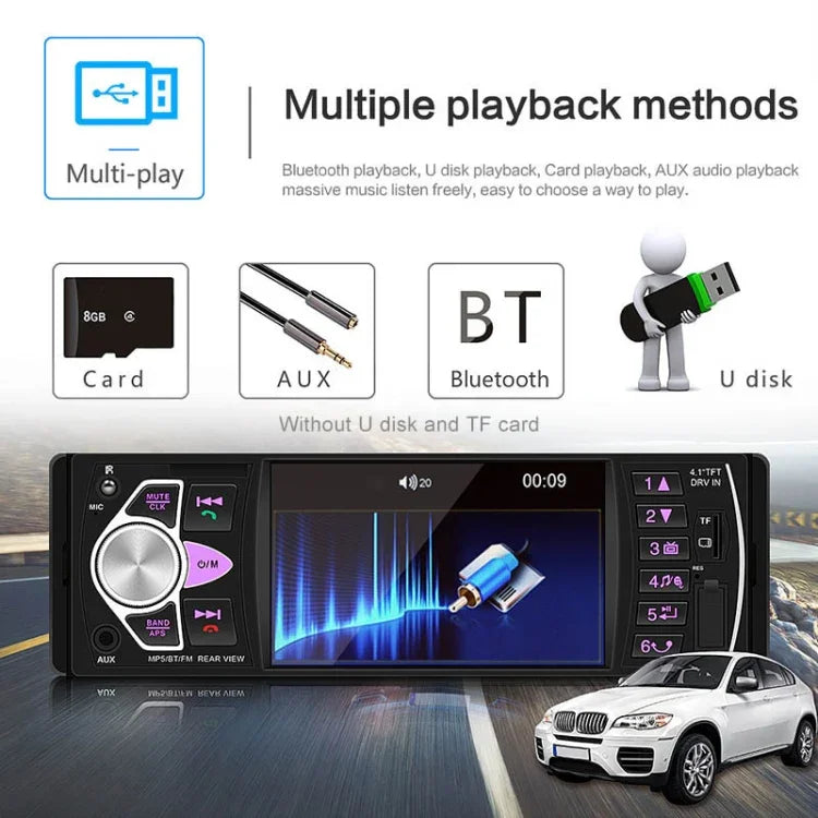 SWM-4022D HD 4.1인치 12V 범용 차량 라디오 수신기 MP5 플레이어, FM 및 블루투스 및 TF 카드 지원 리모컨 포함, SWM-4022D