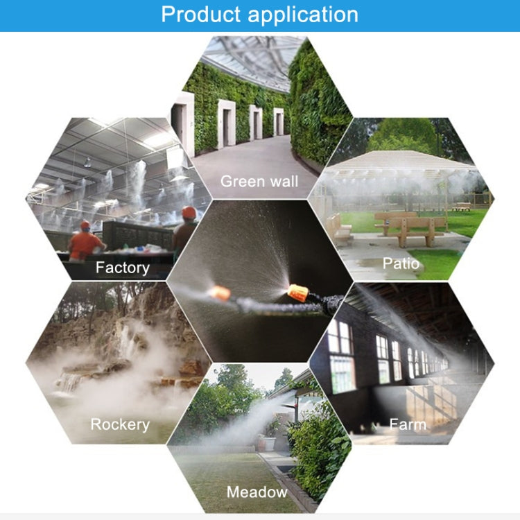 Outdoor Lawn Garden PE Hose Mist Watering Line Misting Cooling System with 16 x Mist Nozzles, Length: 12m, Length: 12m