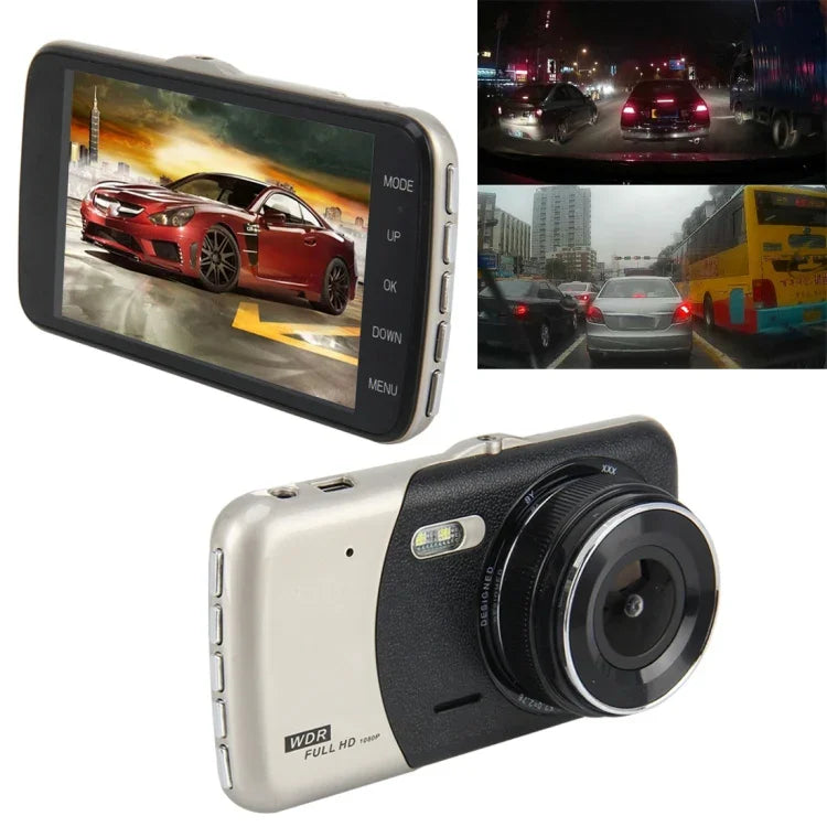 4인치 HD 비디오 녹화 HD 디스플레이 자동차 기록기, 분리형 F2.0 카메라, 12MP 170도 광각 / 후방 루프 녹화 / G-센서 녹화 / WDR 풀 HD / 전방 카메라 1080P / 후방 카메라 720P / 32G TF 카드 지원, 4인치