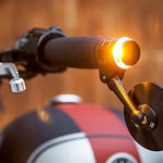 Pair Motorcycle Turn Signal Light Grip Bar Plug Strobe Side Marker End LED Handlebar Lamp, Turn Double Light, Red Light