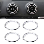 4 PCS Car Outlet Decorative Rings Aluminum Alloy Air Outlet Chrome Trim Ring Car Dashboard  Air Vents Cover Sticker Decoration for Audi A3, For Audi A3