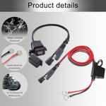 Motorcycle 5V 2.1A Waterproof USB Charger Kit SAE to USB Adapter, with Extension Harness, SAE to USB Adapter