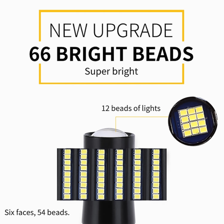 2 PCS T20 / 7440 DC9-16V / 8.2W / 6000K / 655LM Car Auto Reversing Lights / Turn Light 66LEDs SMD-2016 Lamps, 7440