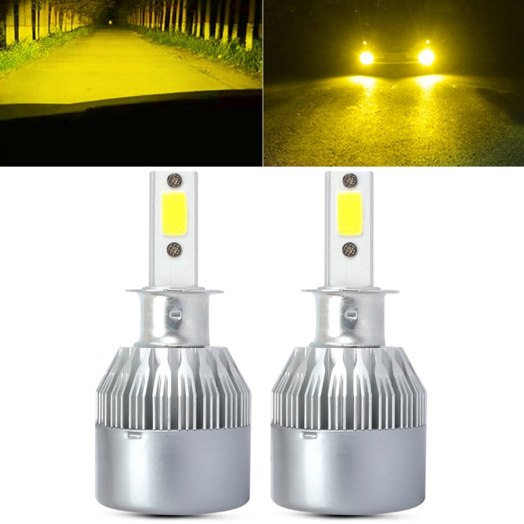 2 PCS  H3 18W 1800 LM 6000K IP68 Canbus Constant Current Car LED Headlight with 2 COB Lamps, DC 9-36V, H3