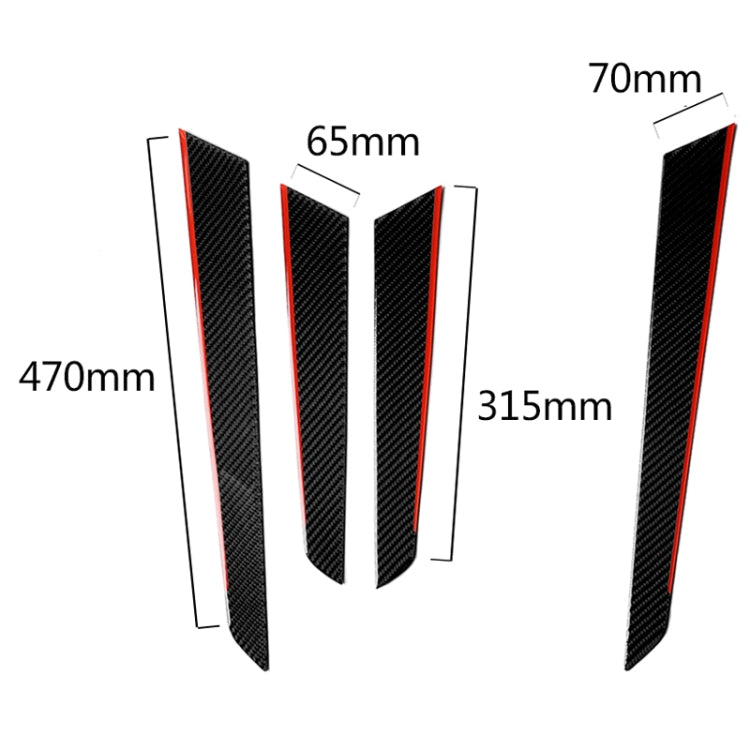 4 PCS Car Carbon Fiber Red Inner Door Panel Decorative Sticker for Mercedes-Benz W204 2007-2013, Red Inner Door Panel