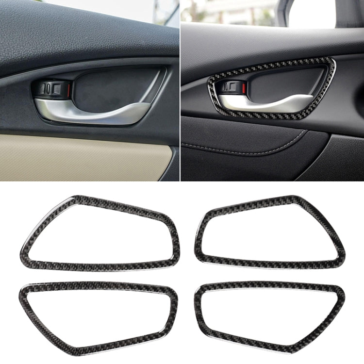 4 PCS Car Carbon Fiber Door Inner Wrist Frame Decorative Sticker for Honda Tenth Generation Civic 2016-2019, Door Inner Wrist Frame