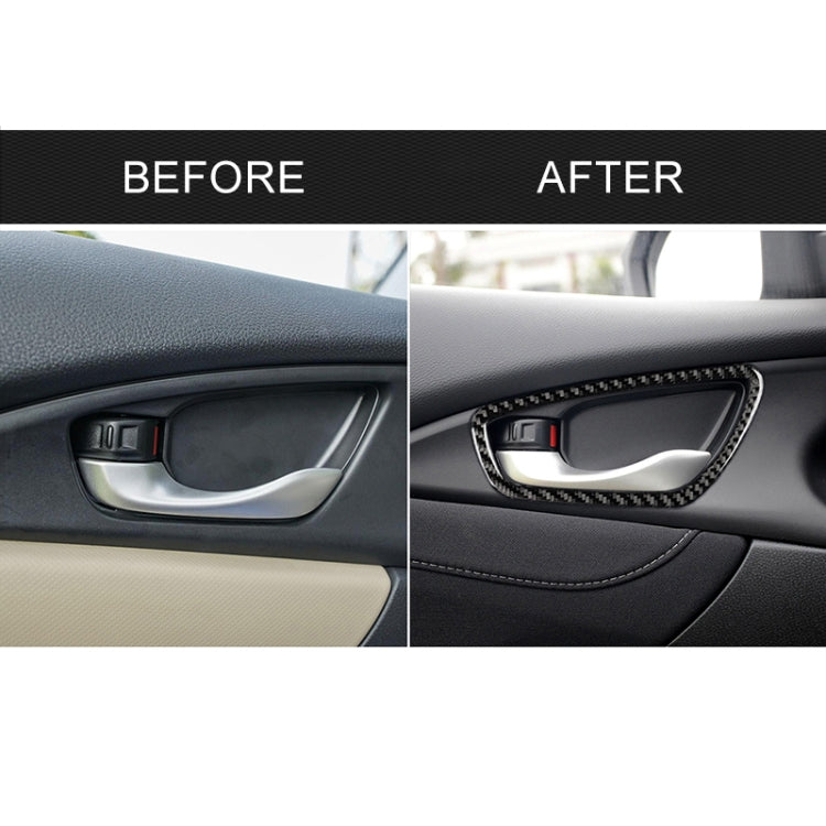 4 PCS Car Carbon Fiber Door Inner Wrist Frame Decorative Sticker for Honda Tenth Generation Civic 2016-2019, Door Inner Wrist Frame