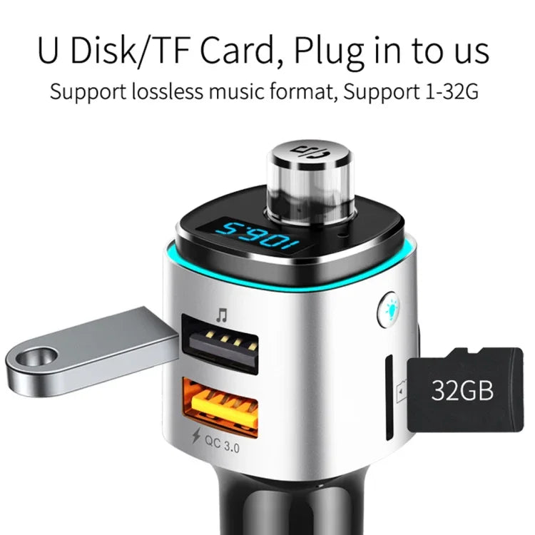 BC42 블루투스 5.0 다기능 차량용 컬러 분위기등 MP3 플레이어, TF 카드 & U 디스크 & FM 지원, BC42