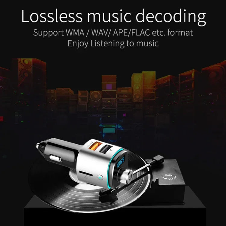 BC42 블루투스 5.0 다기능 차량용 컬러 분위기등 MP3 플레이어, TF 카드 & U 디스크 & FM 지원, BC42
