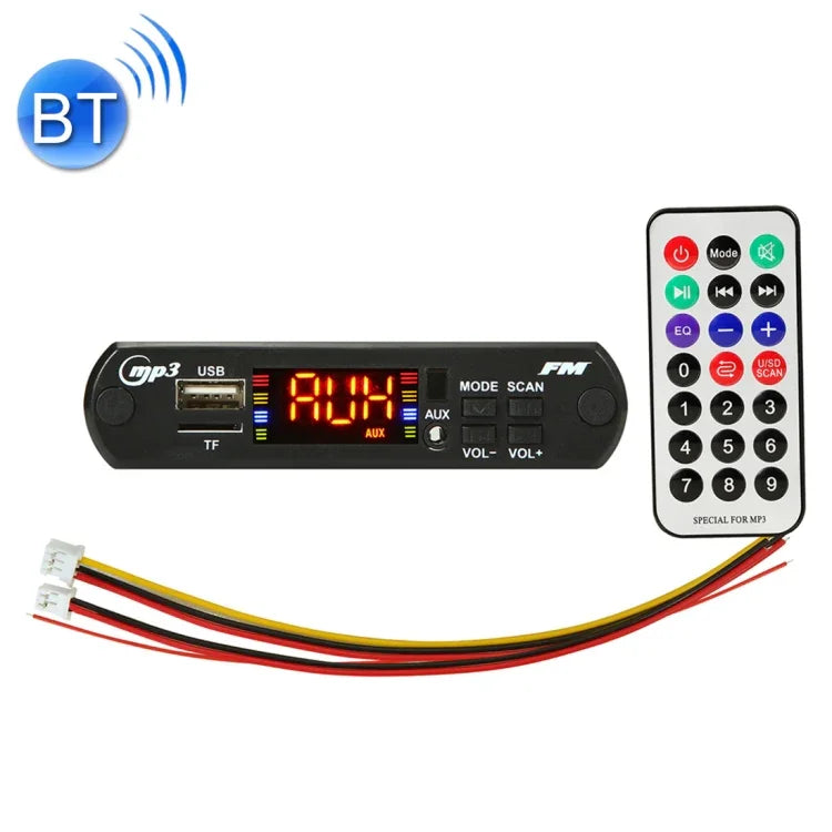 자동차 12V 오디오 MP3 플레이어 디코더 보드 FM 라디오 TF USB 3.5mm AUX, 블루투스 기능 및 리모컨 포함, 12V