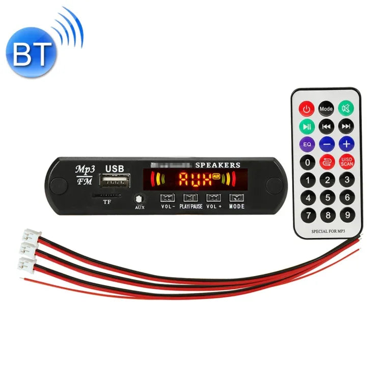 자동차 12V 2x3W 오디오 MP3 플레이어 디코더 보드 FM 라디오 TF USB 3.5mm AUX, 블루투스 / 통화 녹음 기능 / 파워 앰프 / 원격 제어 포함, 12V