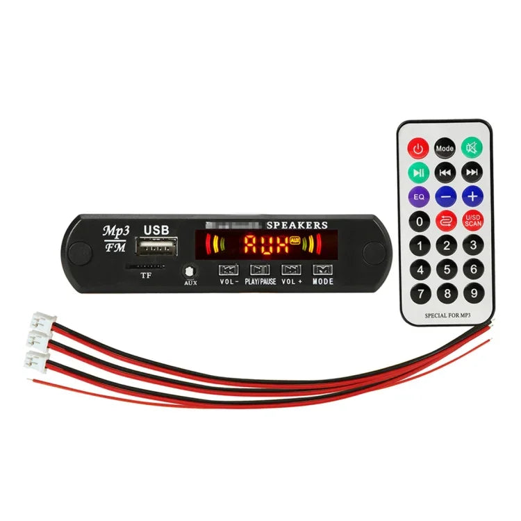 자동차 12V 2x3W 오디오 MP3 플레이어 디코더 보드 FM 라디오 TF USB 3.5mm AUX, 블루투스 / 통화 녹음 기능 / 파워 앰프 / 원격 제어 포함, 12V