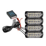 DC12V-24V / 18W 4 in 1 Front Grille Emergency Strobe Flash Warning Light Pickup 12LEDs Side Light Wireless Control 16 Modes