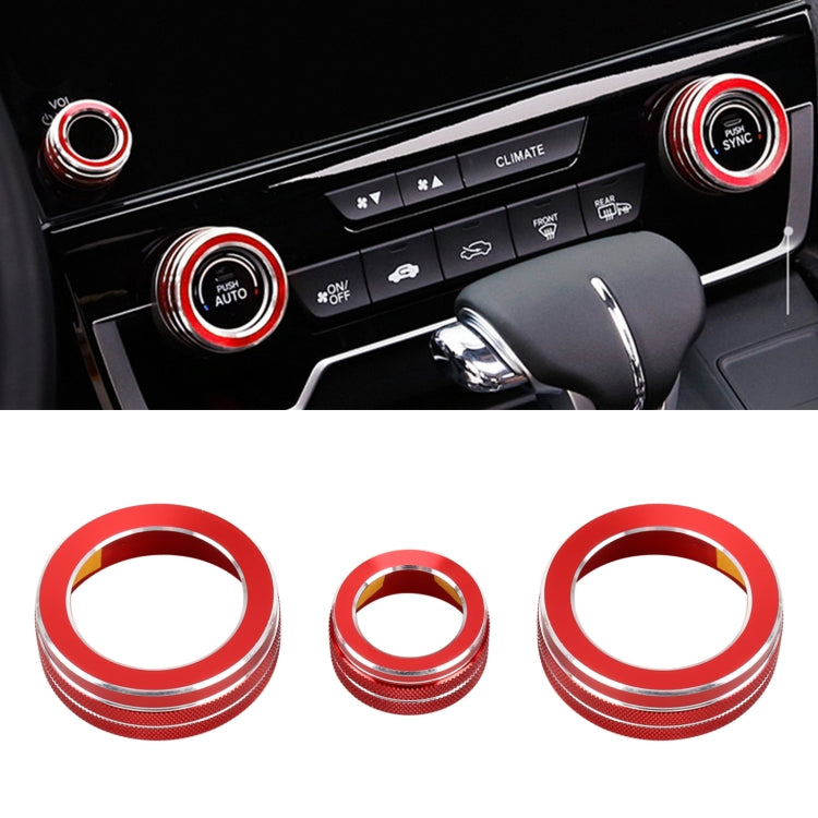 3 PCS Car Metal Air Conditioner Knob Case for Honda CR-V 2017, For Honda CR-V 2017 (Blue), For Honda CR-V 2017 (Red)